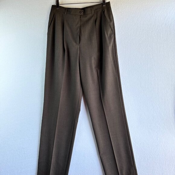 ❌SOLD❌ Escada Pants Womens Size 40 Medium Brown Tan New Wool High Waisted - Picture 1 of 11